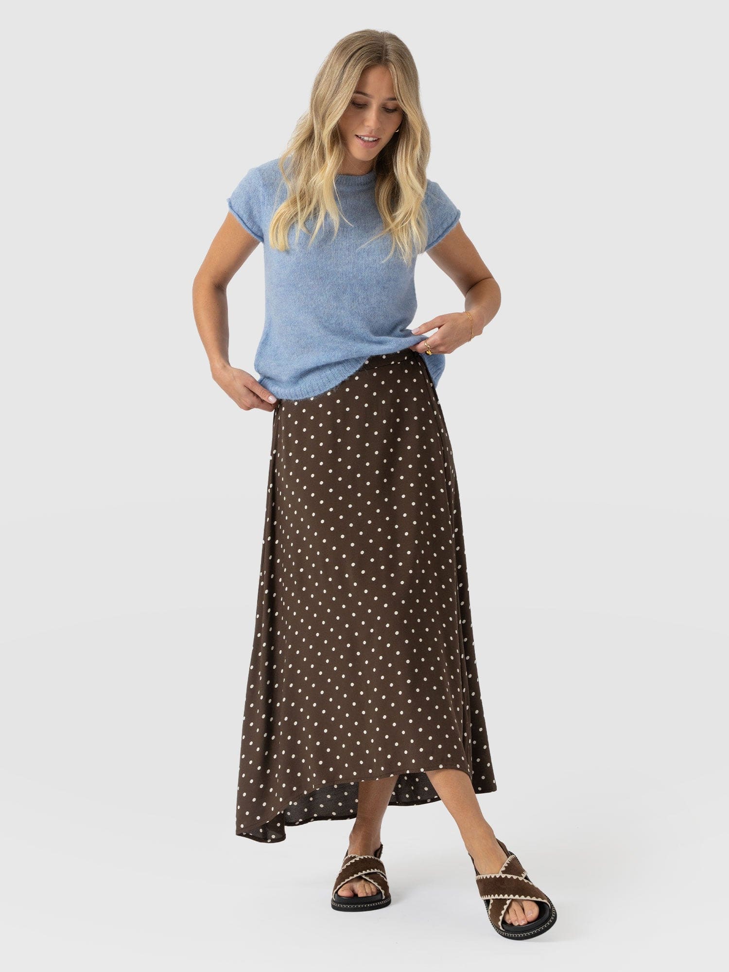 Sutton Skirt - Brown Polka Dot - Women's Skirts | Saint + Sofia® EU